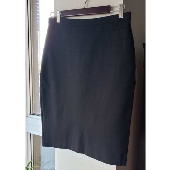Thalian Black Pencil Bodycon Stretchy Skirt, 4 - Picture 2 of 9